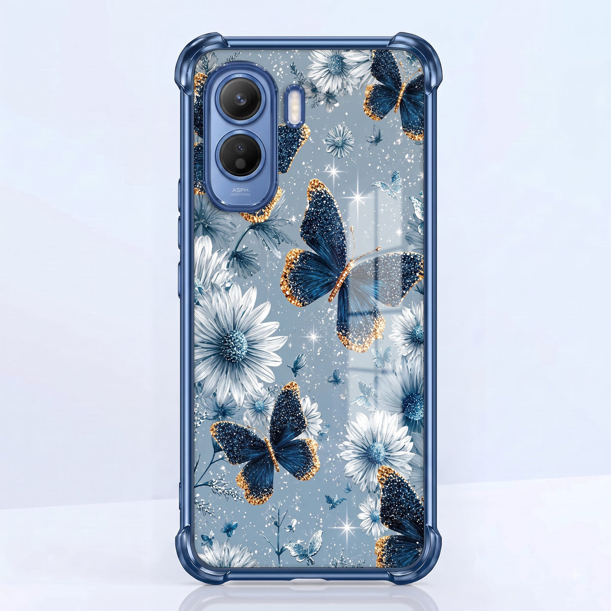 Vivo T5 Pro 5G Blue Butterfly Floral Airbags Printed Back Case