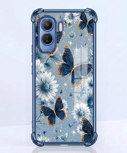 Vivo T5 Pro 5G Blue Butterfly Floral Airbags Printed Back Case