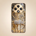 Oppo F27 Pro+ 5G Luxury Horse Texture Gold Electroplated Glass Phone Back Case