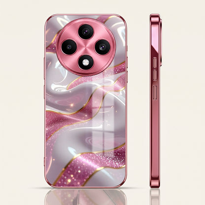Oppo F27 Pro+ 5G Pearl Marble Pink Electroplated Glass Phone Back Case