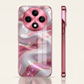 Oppo F27 Pro+ 5G Pearl Marble Pink Electroplated Glass Phone Back Case