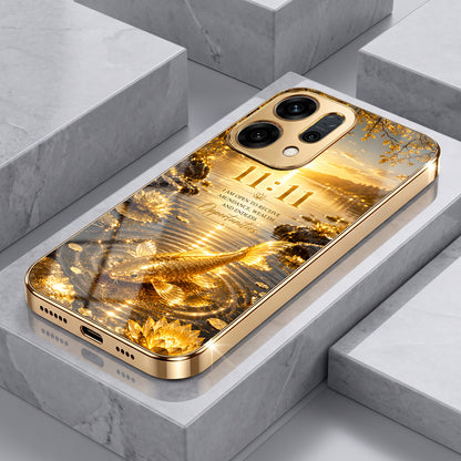 Oppo Reno 14 5G 11:11 Manifestation Gold Electroplated Glass Phone Back Case