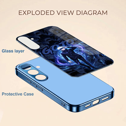 Samsung Galaxy A56 5G Jujutsu Kaisen Blue Electroplated Glass Phone Back Case