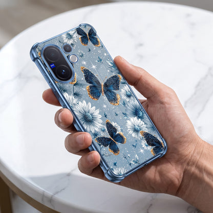 Vivo V60 5G Blue Butterfly Floral Airbags Printed Back Case