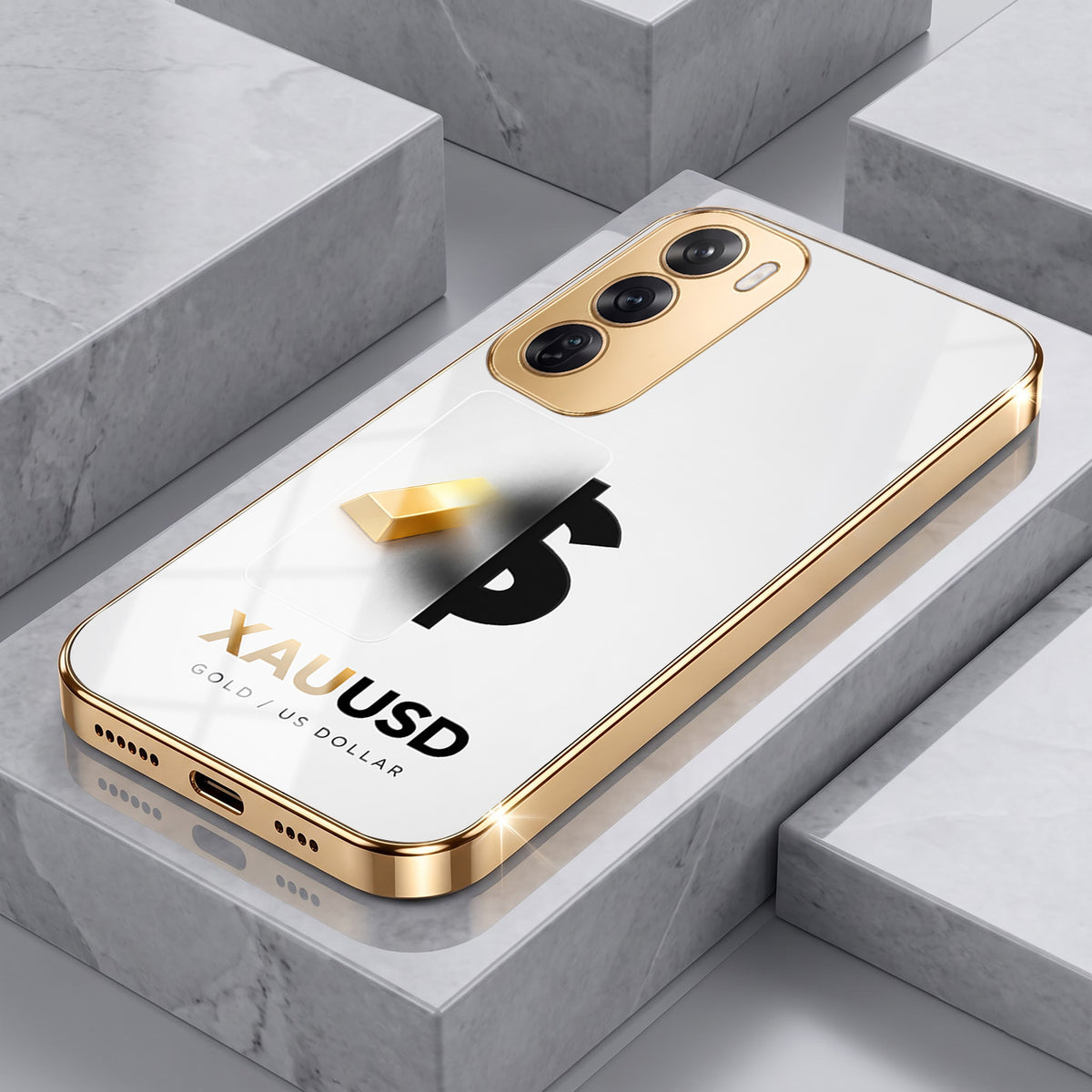 Oppo Reno 12 Pro 5G Luxury XAU/USD Gold Electroplated Glass Phone Back Case