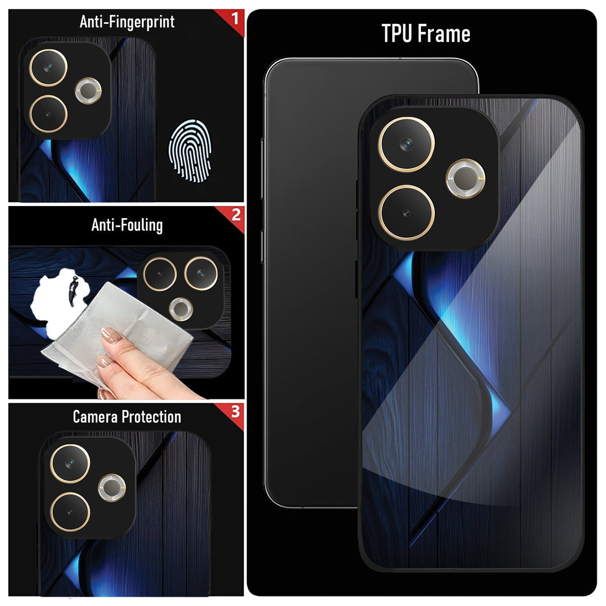 Oppo A5 Pro 5G Premium Acrylic Shockproof Glass Back Case (Blue Gradient)