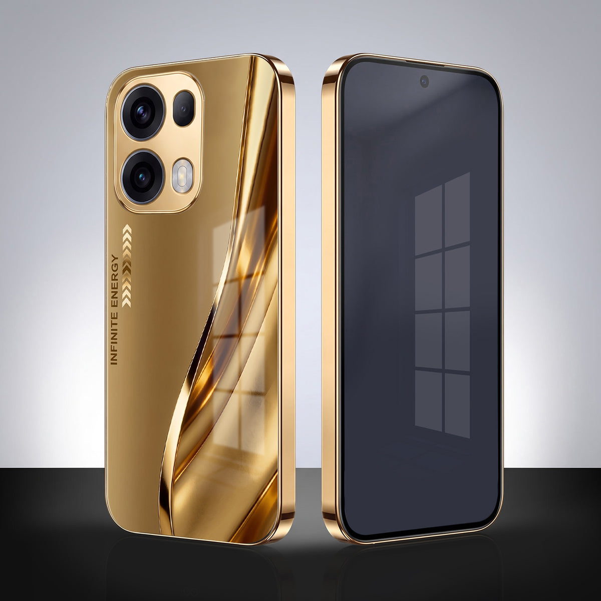 Oppo Reno 13 Pro 5G Luxury Infinity Energy Gold Electroplated Glass Phone Case