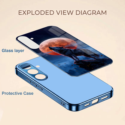 Samsung Galaxy A36 5G Lunar Wolf Blue Electroplated Glass Phone Back Case