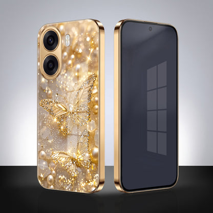 Oppo K14x 5G Golden Butterfly Gold Electroplated Glass Phone Back Case