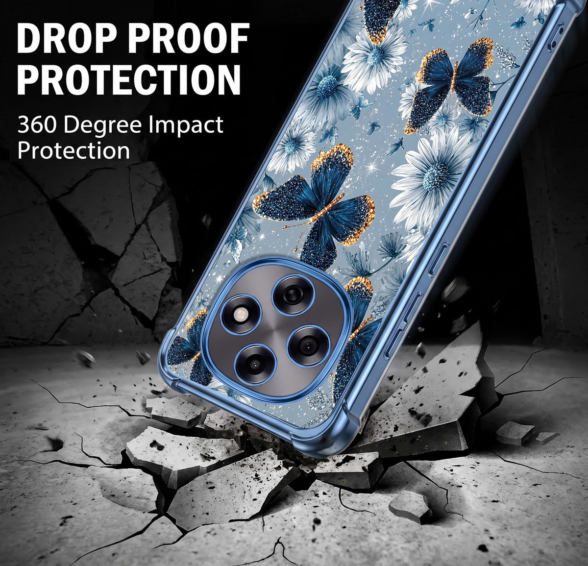 Oppo F31 Pro 5G Blue Butterfly Floral Airbags Printed Back Case