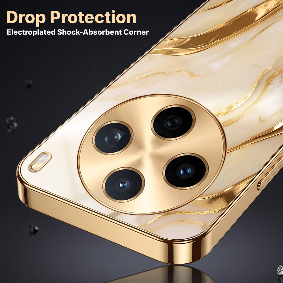 Vivo X200T 5G Marvel Texture Gold Electroplated Glass Phone Back Case
