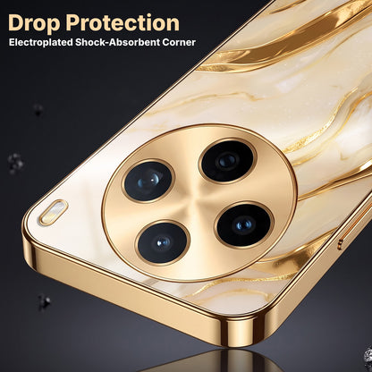 Vivo X200T 5G Marvel Texture Gold Electroplated Glass Phone Back Case