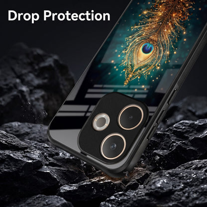 Oppo A5 Pro 5G Golden Peacock Feather Acrylic Glass Back Case