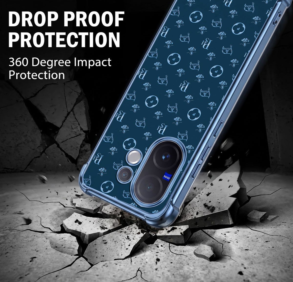 Vivo V60 5G Luxury Monogram Blue Airbags Printed Back Case