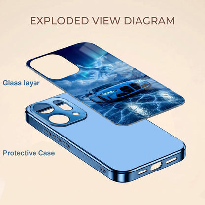 Oppo Reno 14 5G Ice Dragon GT Blue Electroplated Glass Phone Back Case