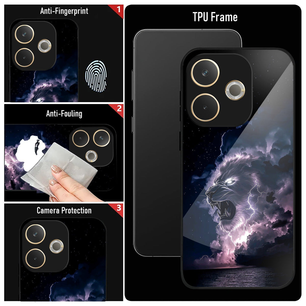 Oppo A5 Pro 5G Premium Acrylic Shockproof Glass Back Case (Storm King)