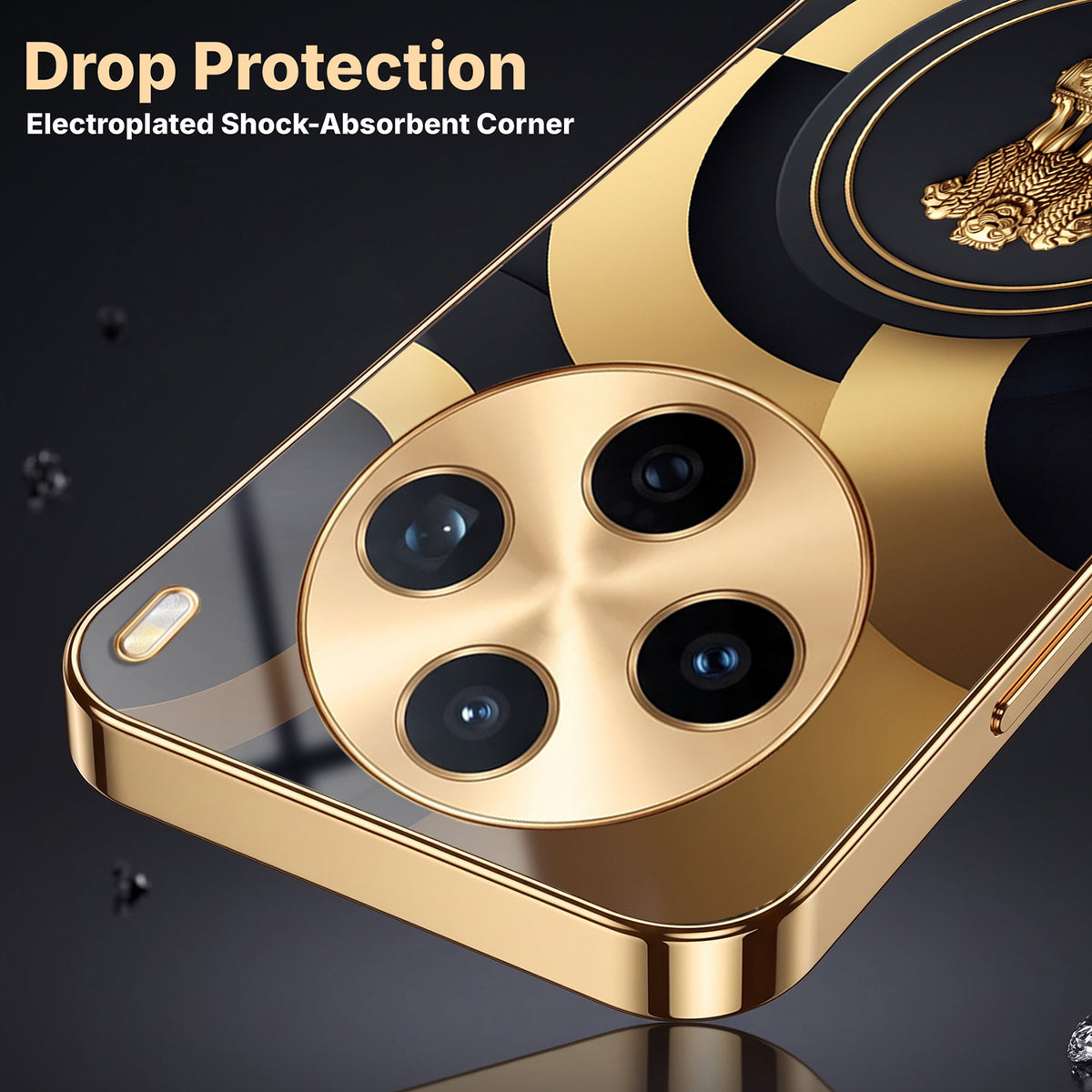 Vivo X200T 5G Royal Emblem Gold Electroplated Glass Phone Back Case