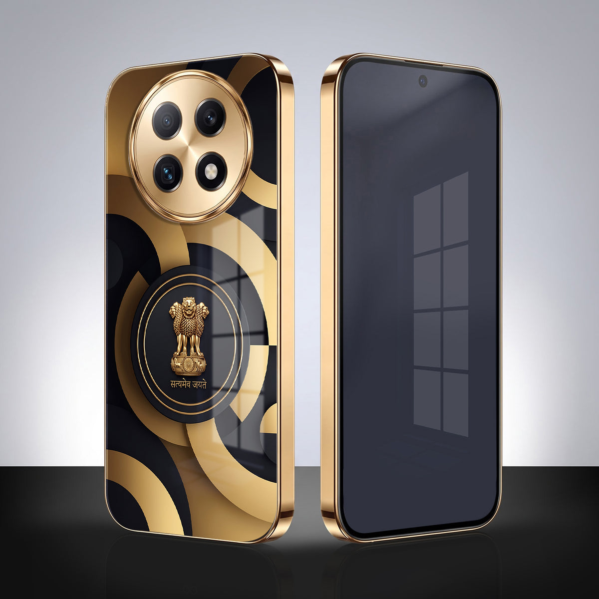 Oppo F29 Pro 5G Royal Emblem Gold Electroplated Glass Phone Back Case