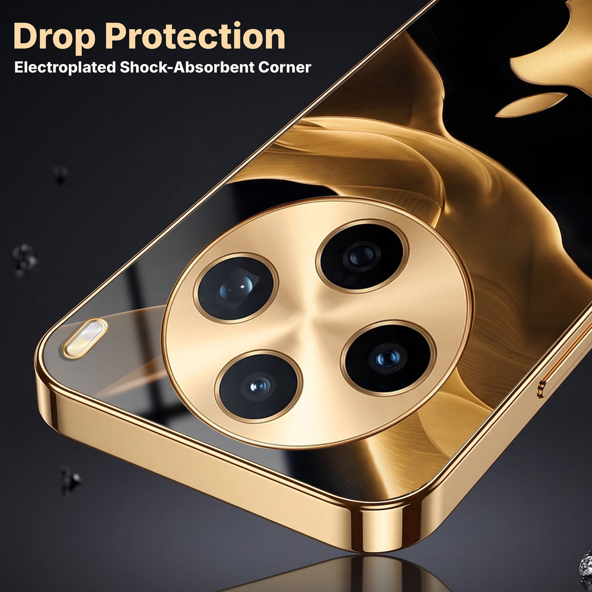 Vivo X200T 5G Luxury Wave Gold Electroplated Glass Phone Back Case