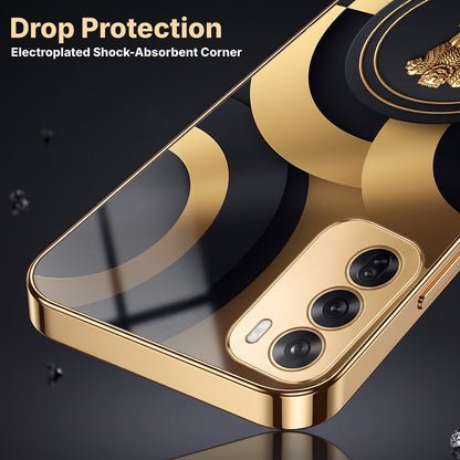 Oppo Reno 12 Pro 5G Royal Emblem Gold Electroplated Glass Phone Back Case