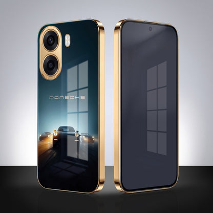 Oppo K14x 5G Porsche Luxury Gold Electroplated Glass Phone Back Case