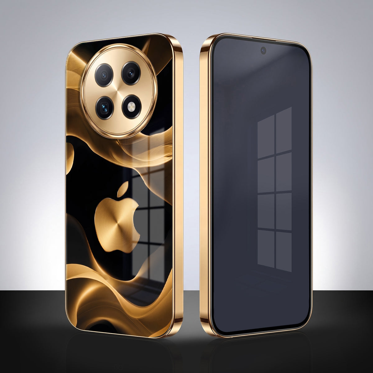 Oppo F29 Pro 5G Luxury Wave Gold Electroplated Glass Phone Back Case