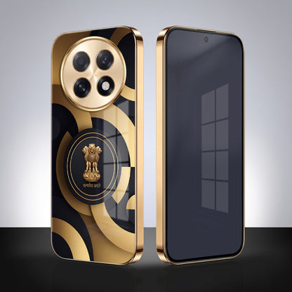 Oppo F31 Pro+ 5G Royal Emblem Gold Electroplated Glass Phone Back Case