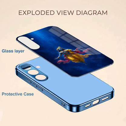 Samsung Galaxy A36 5G Lord Krishna Blue Electroplated Glass Phone Back Case