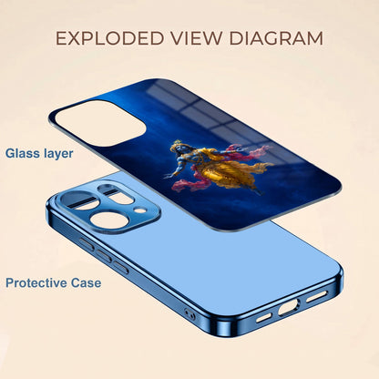 Oppo Reno 14 5G Lord Krishna Blue Electroplated Glass Phone Back Case