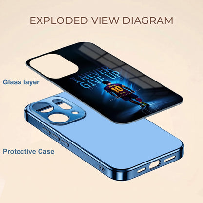Oppo Reno 14 5G Never Give Up Blue Electroplated Glass Phone Back Case