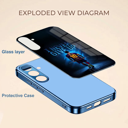 Samsung Galaxy A36 5G Naver Give Up Blue Electroplated Glass Phone Back Case