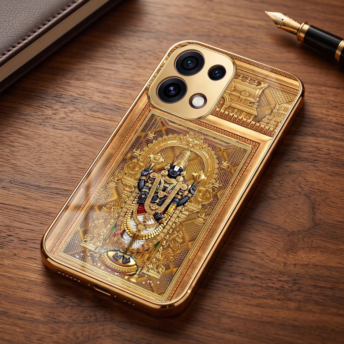 Oppo Reno 16C 5G Premium Heritage Gold Electroplated Glass Phone Back Case