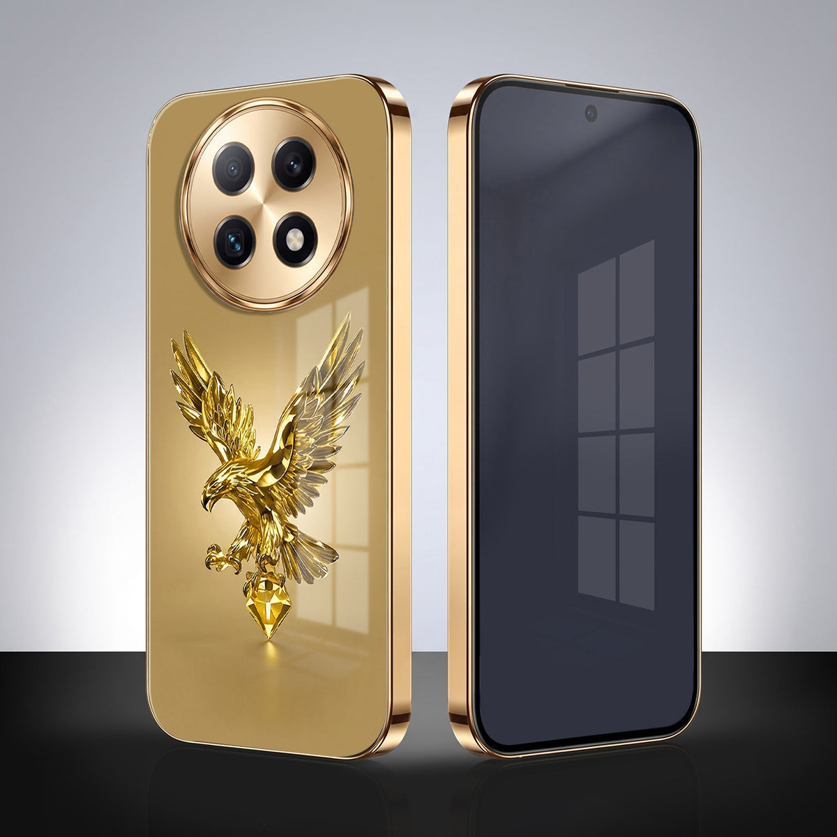 Oppo F29 Pro 5G Golden Eagle Gold Electroplated Glass Phone Back Case