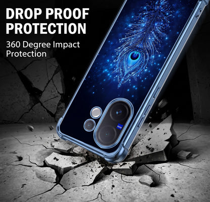 Vivo V60 5G Premium Peacock Feather Airbags Printed Back Case