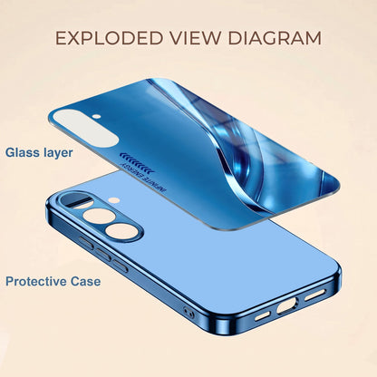 Samsung Galaxy A36 5G Luxury Infinity Energy Blue Electroplated Glass Phone Back Case