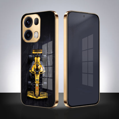 Oppo Reno 13 Pro 5G F1 Racing Car Gold Electroplated Glass Phone Back Case