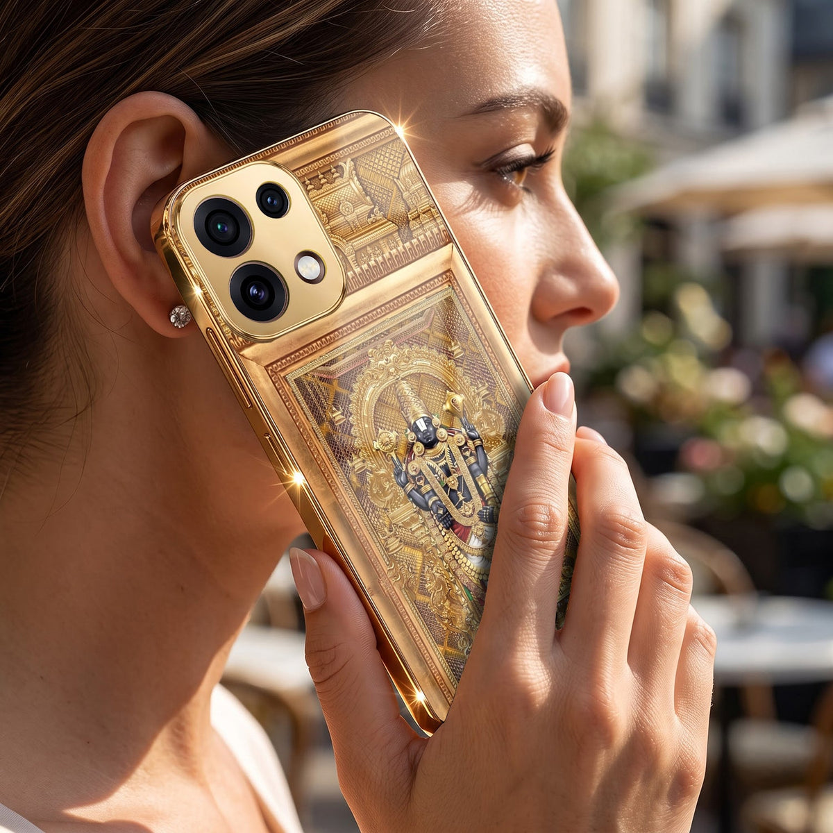 Oppo Reno 16C 5G Premium Heritage Gold Electroplated Glass Phone Back Case