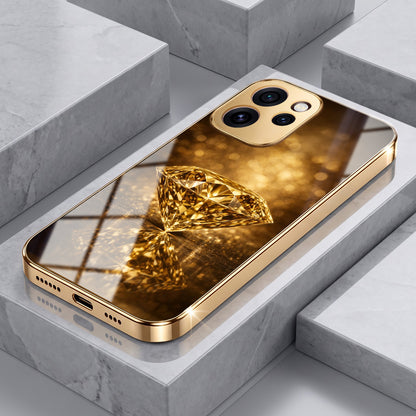 Oppo Reno 15 Pro Mini 5G Golden Diamond Gold Electroplated Glass Phone Back Case