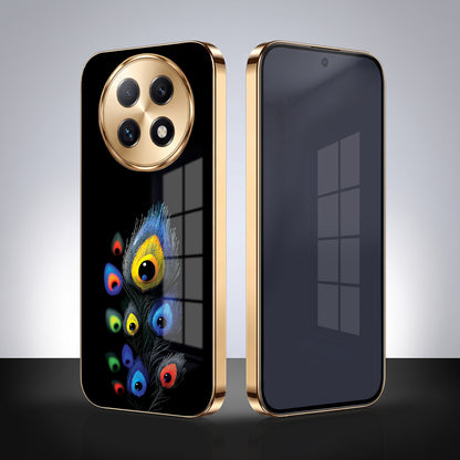 Oppo F29 Pro 5G Multi-Feather Peacock Gold Electroplated Glass Phone Back Case