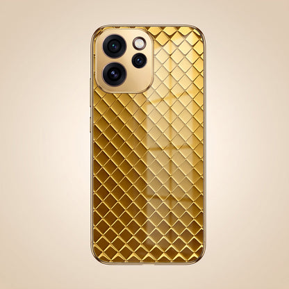Oppo Reno 15 Pro Mini 5G Golden Criss Cross Gold Electroplated Glass Phone Back Case