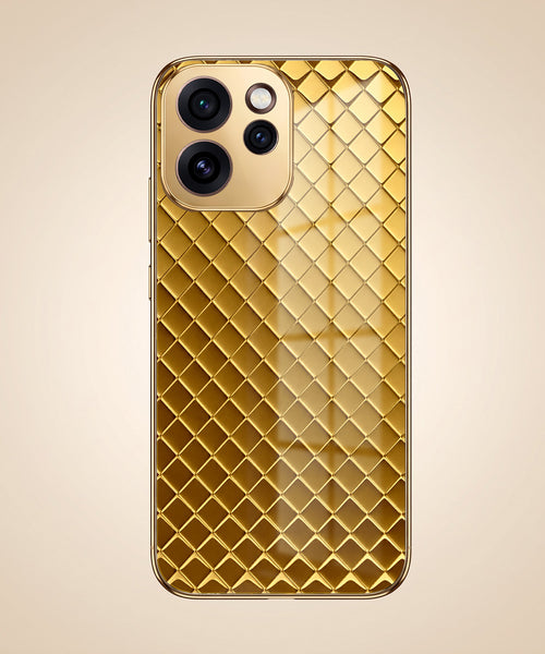 Oppo Reno 15 Pro Mini 5G Golden Criss Cross Gold Electroplated Glass Phone Back Case