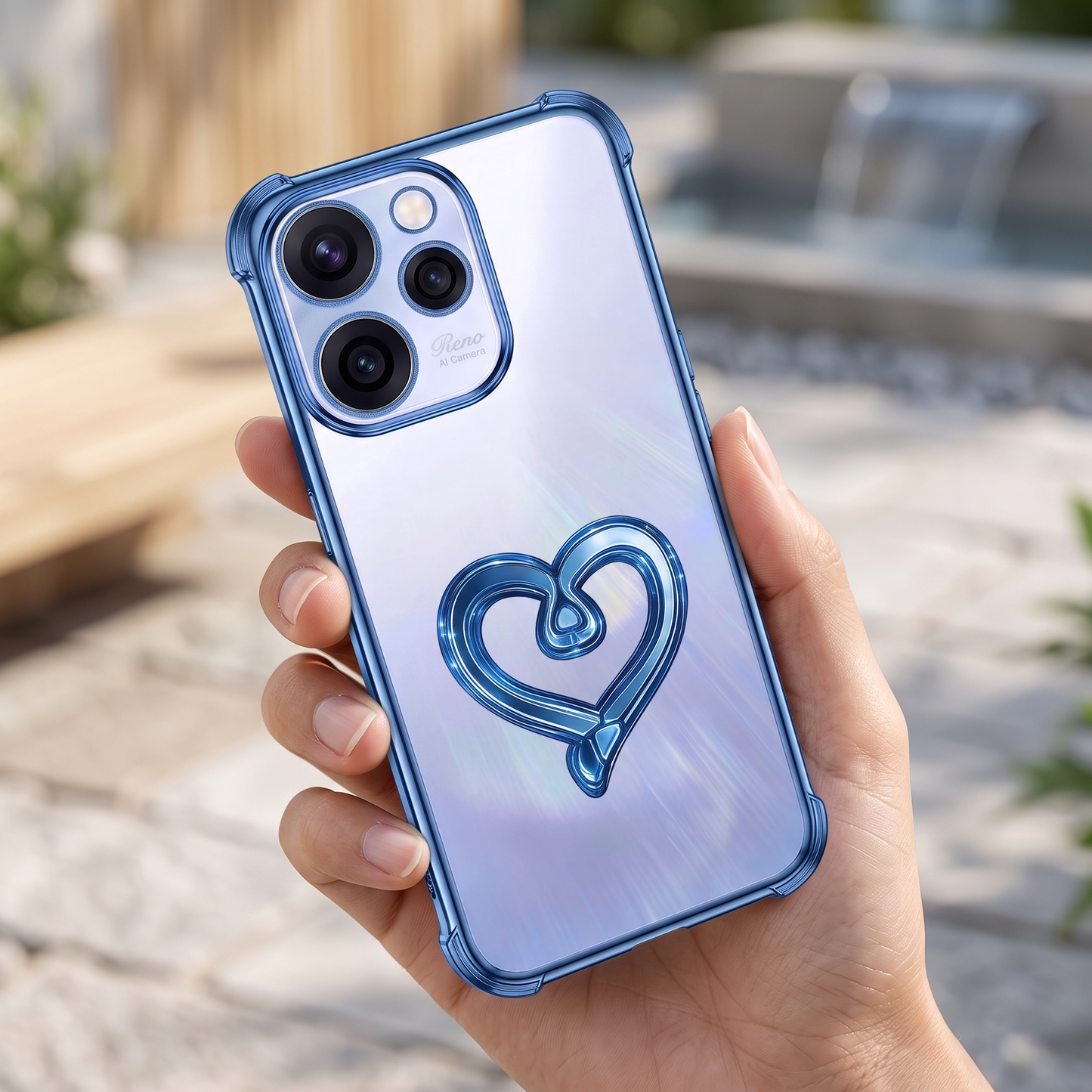 Oppo Reno 15 Pro Mini 5G Premium Heart Transparent Shockproof Airbag Phone Case