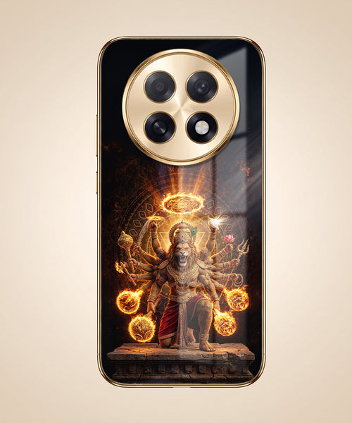 Oppo F31 Pro+ 5G Lord Narasimha Gold Electroplated Glass Phone Back Case