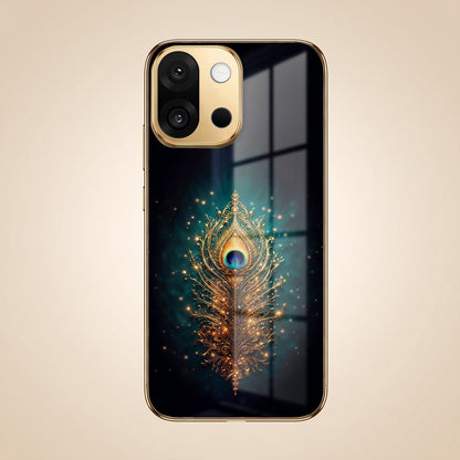OnePlus 13s 5G Golden Peacock Feather Gold Electroplated Glass Phone Back Case