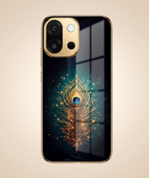 OnePlus 13s 5G Golden Peacock Feather Gold Electroplated Glass Phone Back Case