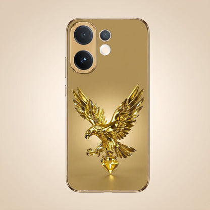 Vivo V60 5G Golden Eagle Gold Electroplated Glass Phone Back Case