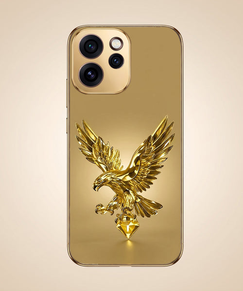 Oppo Reno 15 Pro Mini 5G Golden Eagle Gold Electroplated Glass Phone Back Case