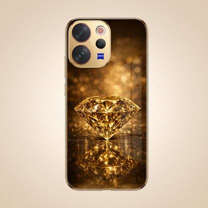 Vivo V70 5G Golden Diamond Gold Electroplated Glass Phone Back Case