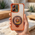 Oppo Reno 14 5G Stress Buster Wheel Rotating Shimmer Airbag Cosmic Orange Case