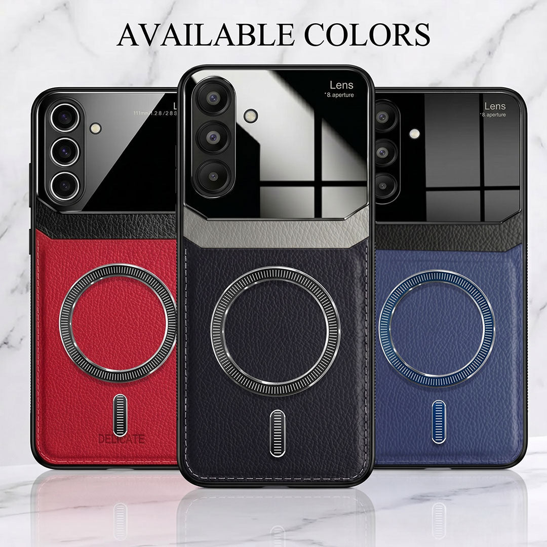 Samsung Galaxy S23 FE 5G Premium Magsafe Magnetic Leather Lens Protective Case